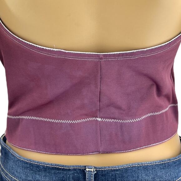 Cupid 40C American VINTAGE 90s Purple Hand Dyed Elastic Pullover Bustier - Picture 6 of 8